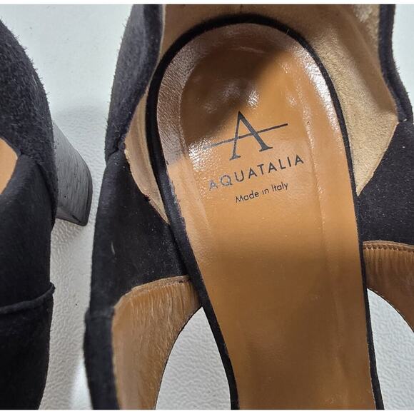 Aquatalia Suzanne Heeled Dress Sandals Suede/Embossed Snakeskin Sz 6.5 B Italy - Picture 4 of 9